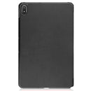 For Nokia T20 Three-folding Holder Custer Texture Leather Tablet Case(Black)