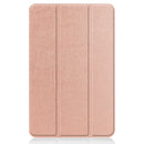 For Nokia T20 Three-folding Holder Custer Texture Leather Tablet Case(Rose Gold)