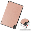 For Nokia T20 Three-folding Holder Custer Texture Leather Tablet Case(Rose Gold)