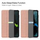 For Nokia T20 Three-folding Holder Custer Texture Leather Tablet Case(Rose Gold)