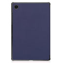 For Samsung Galaxy Tab A8 2021 Three-folding Holder Custer Texture Leather Tablet Case(Dark Blue)