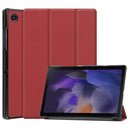 For Samsung Galaxy Tab A8 2021 Three-folding Holder Custer Texture Leather Tablet Case(Wine Red)