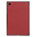 For Samsung Galaxy Tab A8 2021 Three-folding Holder Custer Texture Leather Tablet Case(Wine Red)