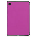 For Samsung Galaxy Tab A8 2021 Three-folding Holder Custer Texture Leather Tablet Case(Purple)