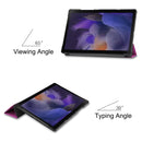 For Samsung Galaxy Tab A8 2021 Three-folding Holder Custer Texture Leather Tablet Case(Purple)
