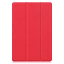 For Samsung Galaxy Tab A8 2021 Three-folding Holder Custer Texture Leather Tablet Case(Red)