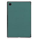 For Samsung Galaxy Tab A8 2021 Three-folding Holder Custer Texture Leather Tablet Case(Dark Green)