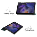 For Samsung Galaxy Tab A8 2021 Three-folding Holder Custer Texture Leather Tablet Case(Dark Green)