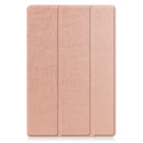 For Samsung Galaxy Tab A8 2021 Three-folding Holder Custer Texture Leather Tablet Case(Rose Gold)