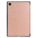 For Samsung Galaxy Tab A8 2021 Three-folding Holder Custer Texture Leather Tablet Case(Rose Gold)