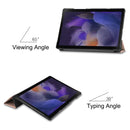 For Samsung Galaxy Tab A8 2021 Three-folding Holder Custer Texture Leather Tablet Case(Rose Gold)