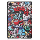 For Samsung Galaxy Tab A8 2021 Painted Leather Tablet Case with 3-Fold Holder(Graffiti)