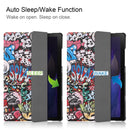 For Samsung Galaxy Tab A8 2021 Painted Leather Tablet Case with 3-Fold Holder(Graffiti)