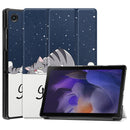 For Samsung Galaxy Tab A8 2021 Painted Leather Tablet Case with 3-Fold Holder(Lazy Cat)