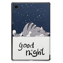 For Samsung Galaxy Tab A8 2021 Painted Leather Tablet Case with 3-Fold Holder(Lazy Cat)