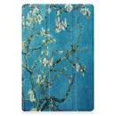 For Samsung Galaxy Tab A8 2021 Painted Leather Tablet Case with 3-Fold Holder(Apricot Blossom)
