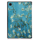 For Samsung Galaxy Tab A8 2021 Painted Leather Tablet Case with 3-Fold Holder(Apricot Blossom)