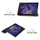 For Samsung Galaxy Tab A8 2021 Painted Leather Tablet Case with 3-Fold Holder(Apricot Blossom)