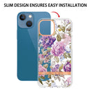 Flowers and Plants Series IMD TPU Phone Case For iPhone 13(Purple Peony)