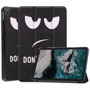 For Nokia T20 Painted Leather Tablet Case with 3-Fold Holder(Big Eye Me)