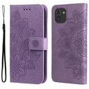 For Samsung Galaxy A03 Global 7-petal Flowers Embossing Pattern Horizontal Flip CasePhone Case(Light Purple)