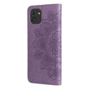 For Samsung Galaxy A03 Global 7-petal Flowers Embossing Pattern Horizontal Flip CasePhone Case(Light Purple)