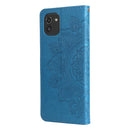 For Samsung Galaxy A03 Global 7-petal Flowers Embossing Pattern Horizontal Flip CasePhone Case(Blue)