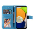 For Samsung Galaxy A03 Global 7-petal Flowers Embossing Pattern Horizontal Flip CasePhone Case(Blue)