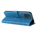 For Samsung Galaxy A03 Global 7-petal Flowers Embossing Pattern Horizontal Flip CasePhone Case(Blue)