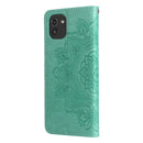 For Samsung Galaxy A03 Global 7-petal Flowers Embossing Pattern Horizontal Flip CasePhone Case(Green)