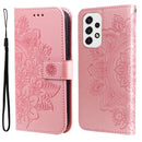 For Samsung Galaxy A53 5G 7-petal Flowers Embossing Pattern Horizontal Flip CasePhone Case(Rose Gold)