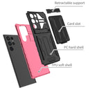 For Samsung Galaxy S22 Ultra 5G Armor Card PC + TPU Phone Case(Pink)