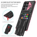 For Samsung Galaxy S22 Ultra 5G Armor Card PC + TPU Phone Case(Pink)