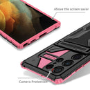 For Samsung Galaxy S22 Ultra 5G Armor Card PC + TPU Phone Case(Pink)