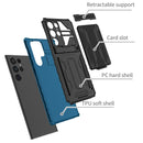 For Samsung Galaxy S22 Ultra 5G Armor Card PC + TPU Phone Case(Blue)