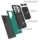 For Samsung Galaxy S22 Ultra 5G Armor Card PC + TPU Phone Case(Dark Green)