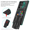 For Samsung Galaxy S22 Ultra 5G Armor Card PC + TPU Phone Case(Dark Green)