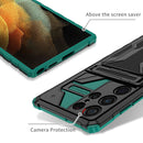 For Samsung Galaxy S22 Ultra 5G Armor Card PC + TPU Phone Case(Dark Green)