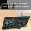 For Samsung Galaxy S22 Ultra 5G Armor Card PC + TPU Phone Case(Dark Green)