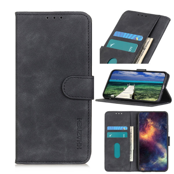 For Samsung Galaxy A03 Core KHAZNEH Retro Texture Horizontal Flip Leather Phone Case(Black)