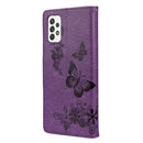 For Samsung Galaxy A33 5G Butterfly Embossed Horizontal Flip Leather Phone Case with Card Slot & Holder(Purple)