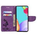 For Samsung Galaxy A33 5G Butterfly Embossed Horizontal Flip Leather Phone Case with Card Slot & Holder(Purple)