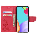 For Samsung Galaxy A33 5G Butterfly Embossed Horizontal Flip Leather Phone Case with Card Slot & Holder(Red)