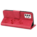 For Samsung Galaxy A33 5G Butterfly Embossed Horizontal Flip Leather Phone Case with Card Slot & Holder(Red)