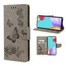 For Samsung Galaxy A33 5G Butterfly Embossed Horizontal Flip Leather Phone Case with Card Slot & Holder(Grey)