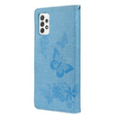 For Samsung Galaxy A33 5G Butterfly Embossed Horizontal Flip Leather Phone Case with Card Slot & Holder(Blue)