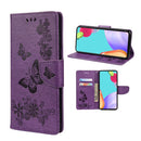 For Samsung Galaxy A53 5G Butterfly Embossed Horizontal Flip Leather Phone Case with Card Slot & Holder(Purple)