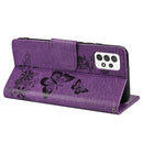 For Samsung Galaxy A53 5G Butterfly Embossed Horizontal Flip Leather Phone Case with Card Slot & Holder(Purple)