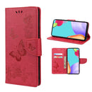 For Samsung Galaxy A53 5G Butterfly Embossed Horizontal Flip Leather Phone Case with Card Slot & Holder(Red)