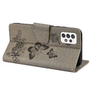 For Samsung Galaxy A53 5G Butterfly Embossed Horizontal Flip Leather Phone Case with Card Slot & Holder(Grey)